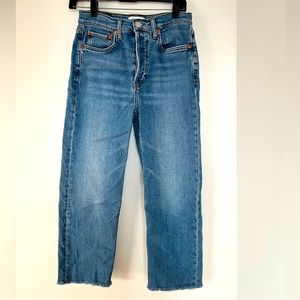 Re/Done high-rise straight leg crop jean, size 27. Gently worn and true to size